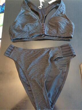 Cupshe Quilted Black Bikini Set Medium 706